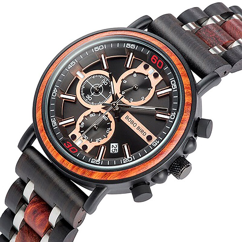 BOBO BIRD relojes para hombre red wood