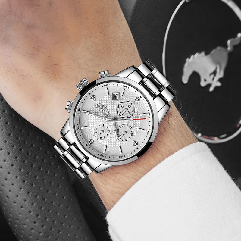 LIGE 🆕⌚️ Reloj para hombres 2022, de lujo y deportivo. Cuenta con cronógrafo, resistente al agua y correa de acero inoxidable. ¡Perfecto para el hombre moderno! 💼🏅