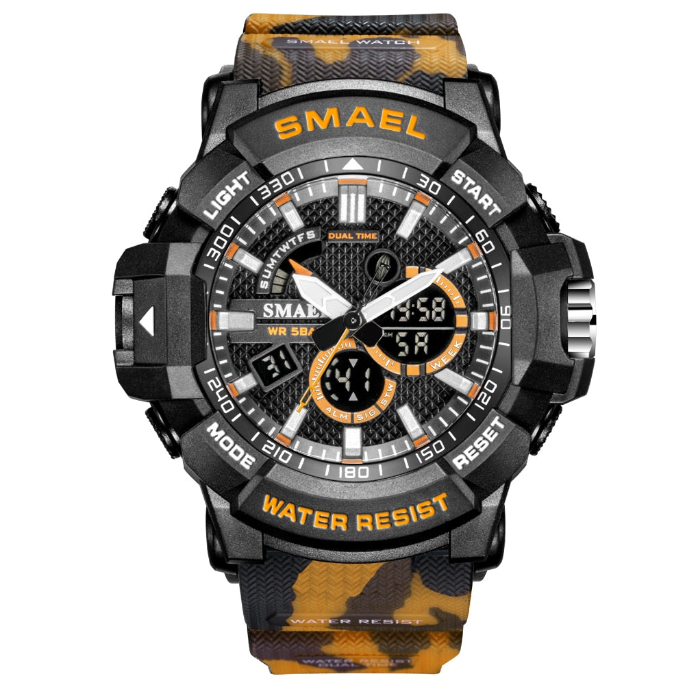 Reloj deportivo militar para hombre cronmetro de camuflaje despertador LED resistente al agua hasta 50m