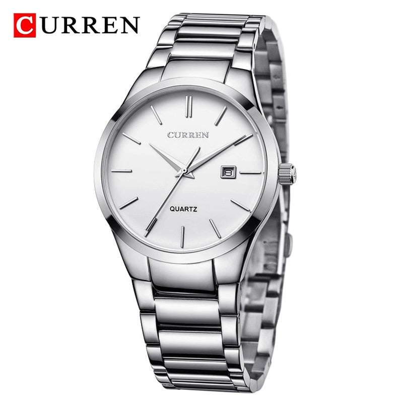 CURREN ⌚️💼  Reloj de lujo para hombre con correa de acero delgada y resistente al agua. 💼⌚️