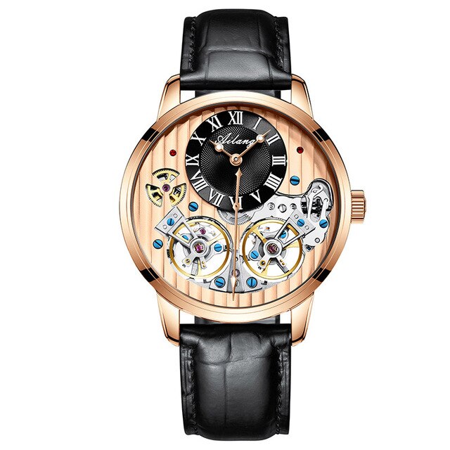 AILANG de calidad AAA con Doble Tourbillon! 💎 Este impresionante reloj suizo de alta gama te ofrece una experiencia única en precisión y estilo. Este reloj es la combinación perfecta de artesanía y lujo. ¡Lleva tu estilo al siguiente nivel con AILANG! 💼🎩