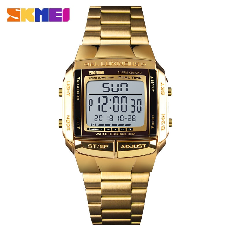 SKMEI Reloj electrónico SKMEI para deportes militares, de lujo y resistente al agua. Reloj digital LED para hombres, marca top. ¡Relogio Masculino perfecto para tus aventuras! ⌚💧🏃‍♂️🏄‍♂️