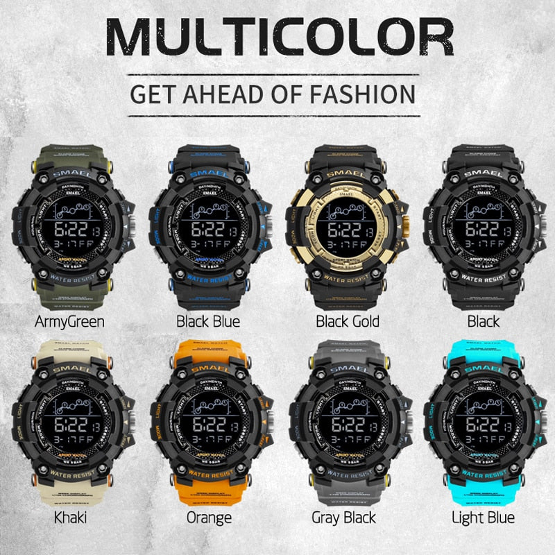 SMAEL Un reloj militar deportivo y resistente al agua, con funciones digitales de cronómetro. ¡Un reloj electrónico masculino perfecto para aventuras y deportes! ⌚🏃‍♂️💦