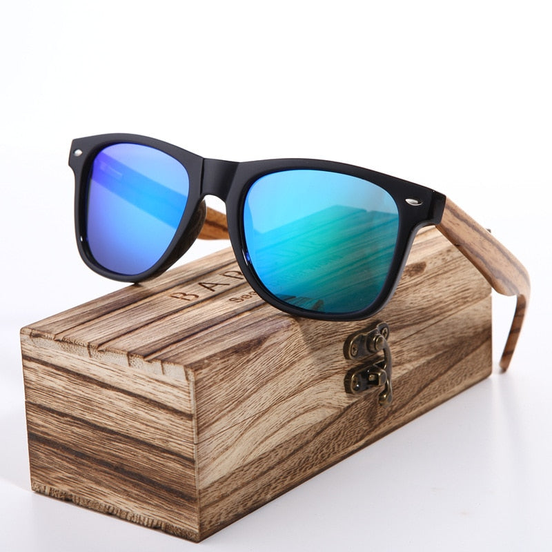 BARCUR  "Gafas de Sol Polarizadas de Madera de Zebra"! Hechas a mano con un elegante marco de madera vintage, ideales para los hombres que conducen. ¡Incluyen una caja para su cuidado! 🕶️🚘