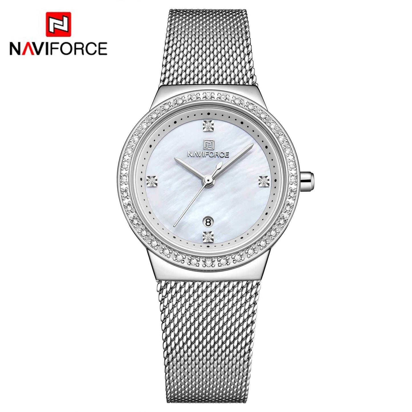 NAVIFORCE-Reloj de lujo con diamantes de imitación para mujer, pulsera de cuarzo resistente al agua con fecha, femenino