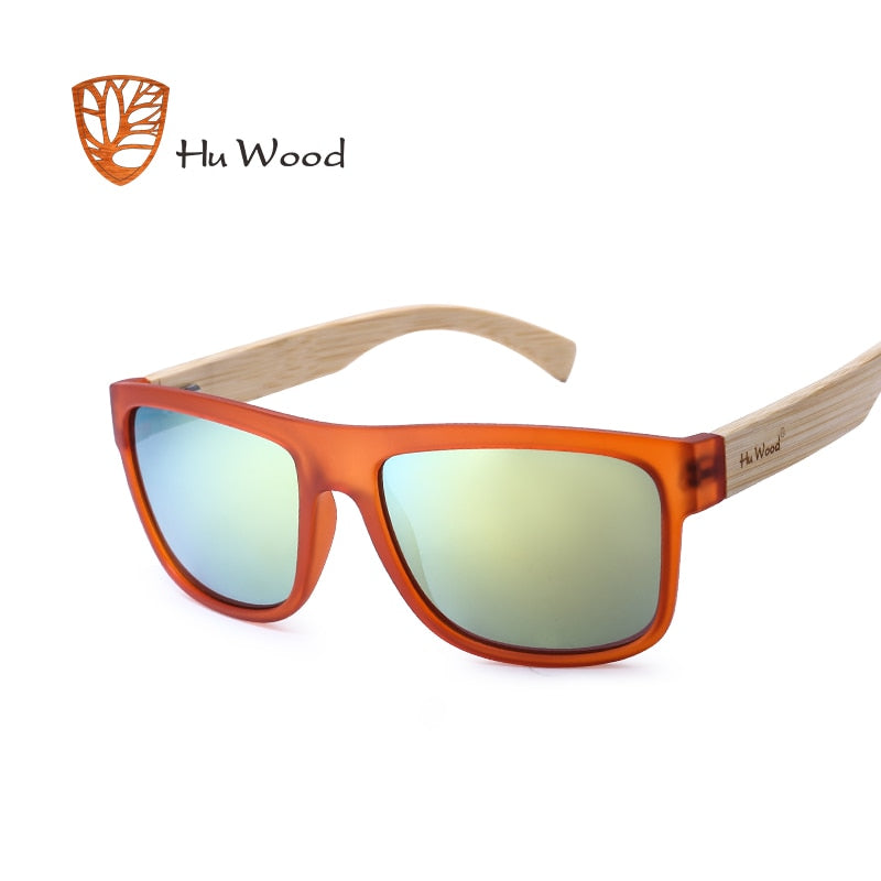HU WOOD-gafas de sol con degradado de mar para hombre, lentes de bambú rojo, UV400, GR8010, 2017