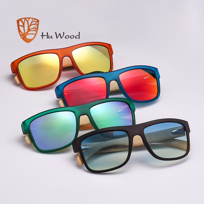HU WOOD-gafas de sol con degradado de mar para hombre, lentes de bambú rojo, UV400, GR8010, 2017
