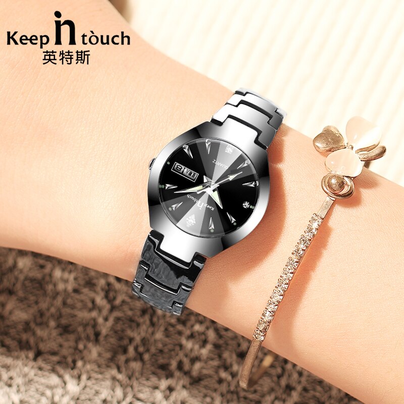 KEEP IN TOUCH 🖤📞 Reloj de plata negra para mujer, elegante reloj de pulsera de vestido con diamantes de imitación, movimiento de cuarzo y detalles luminosos. 👸💎 #braceletwomen #elegancia #estilo #moda