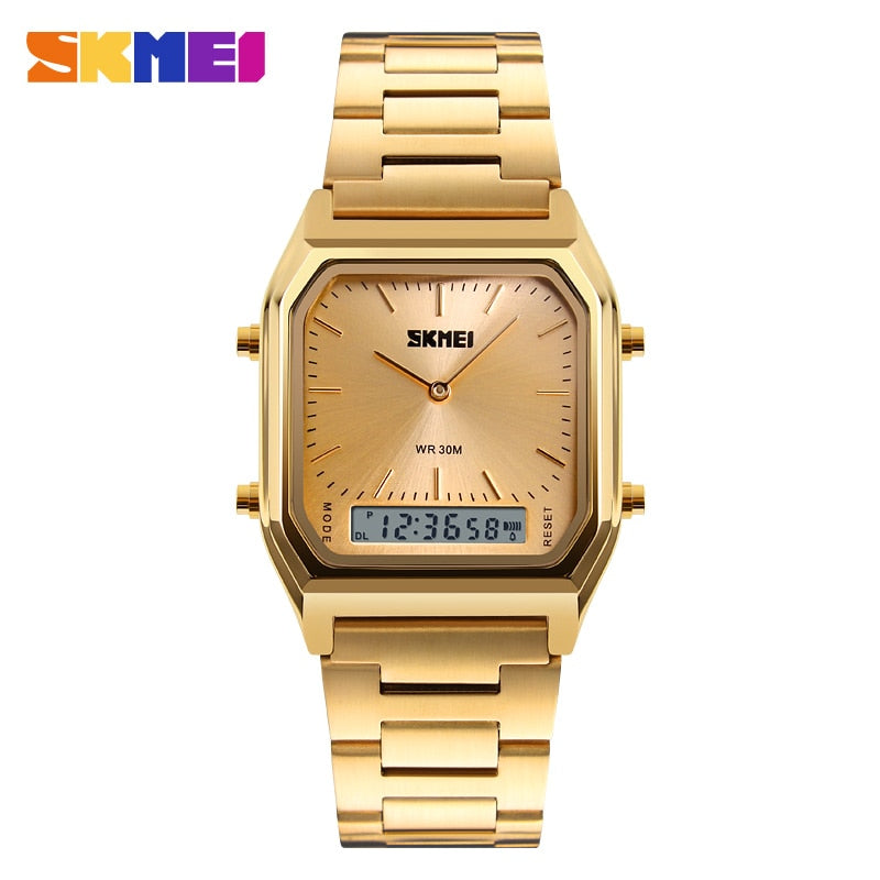 SKMEI moda casual, cuarzo, cronógrafo digital, luz de fondo, resistente al agua, hora dual, modelo 1220. COLORES