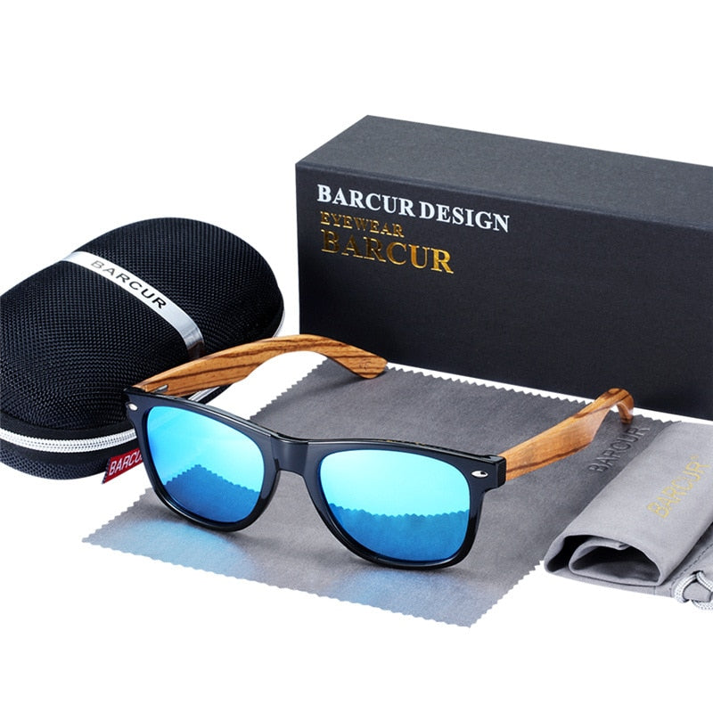 BARCUR  "Gafas de Sol Polarizadas de Madera de Zebra"! Hechas a mano con un elegante marco de madera vintage, ideales para los hombres que conducen. ¡Incluyen una caja para su cuidado! 🕶️🚘