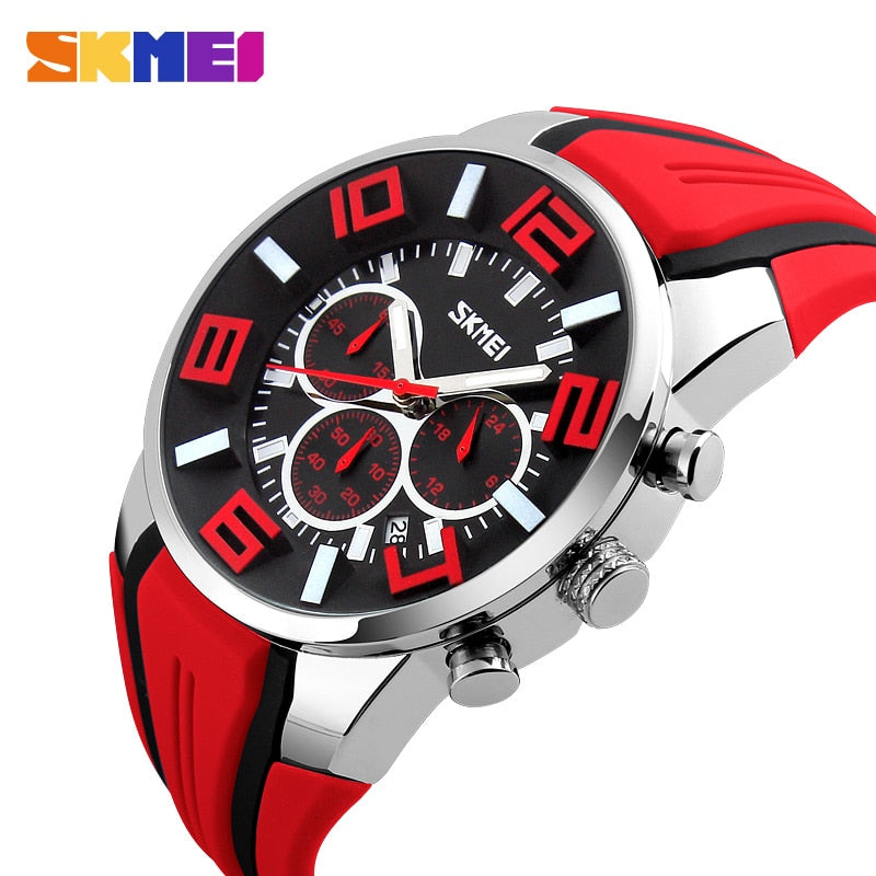 SKMEI ¡Presentamos el "Reloj SKMEI Cronógrafo" para hombres! Un reloj deportivo de lujo, resistente al agua y con movimiento de cuarzo. ¡El complemento perfecto para el hombre moderno en 2018! ⌚🏆