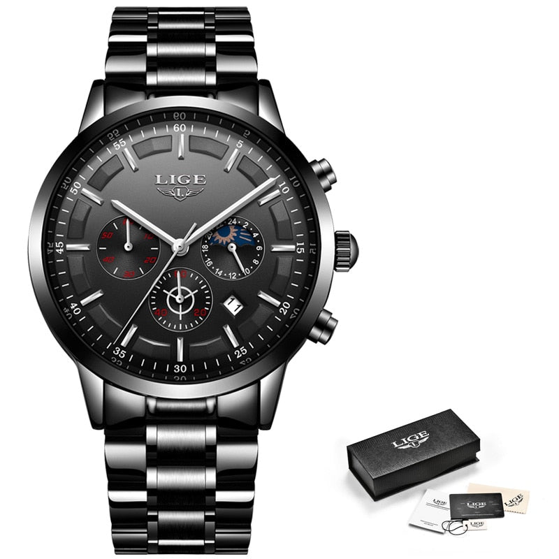 LIGE Moda Deporte Cuarzo Reloj Relojes Hombres Marca Superior Negocios Reloj Impermeable 💼🕶️ Relogio Masculino 💪🏼💦