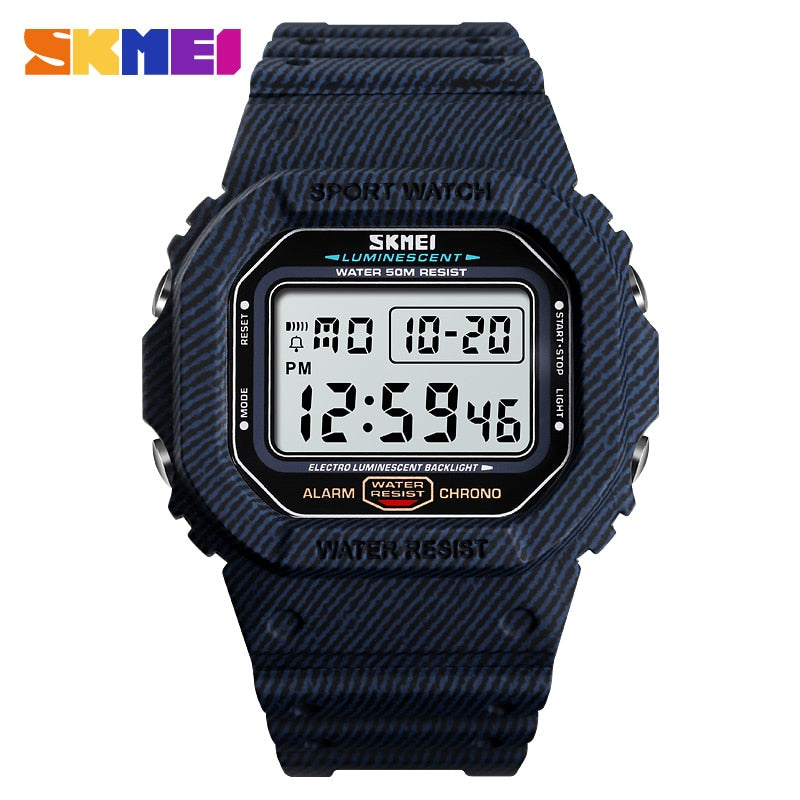 SKMEI Reloj digital resistente al agua 5Bar con alarma, diseño estilo cowboy militar. ¡Un reloj de moda para hombres! ⌚🏕️🤠