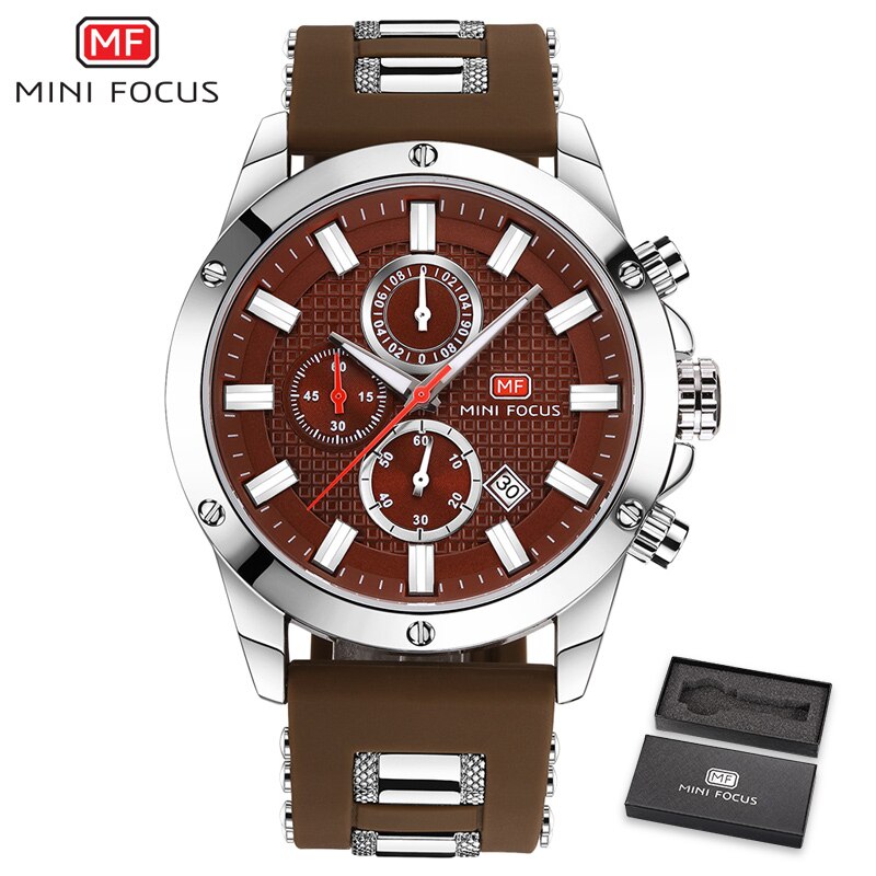 MINI FOCUS-reloj analógico con correa de silicona para hombre, accesorio de pulsera de cuarzo resistente al agua con cronógrafo, complemento masculino deportivo de marca de lujo con diseño militar.