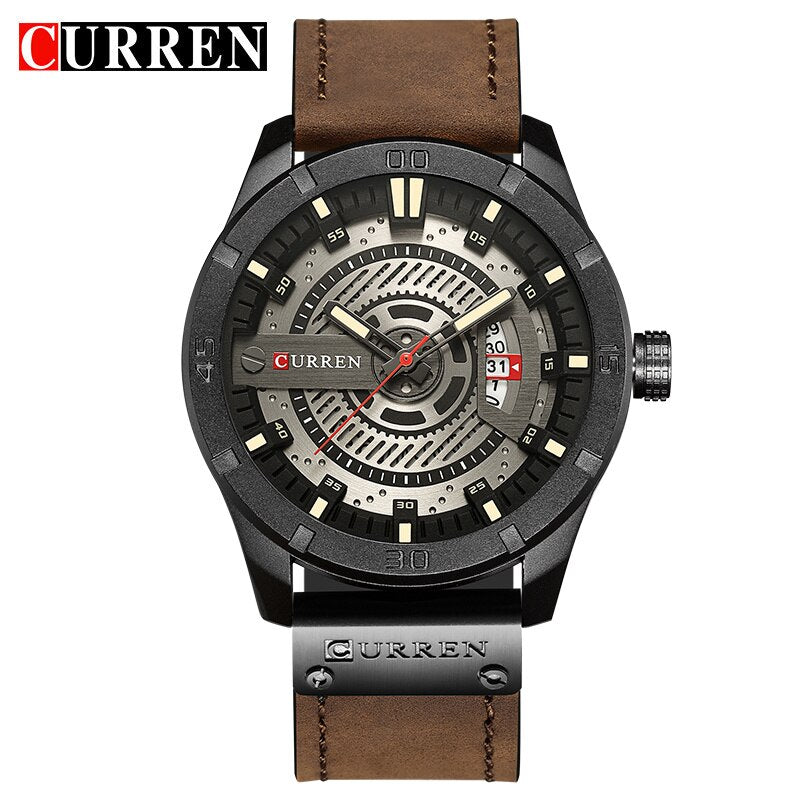 CURREN hombres relojes deportivos militares cuero. CAJA DE REGALO.