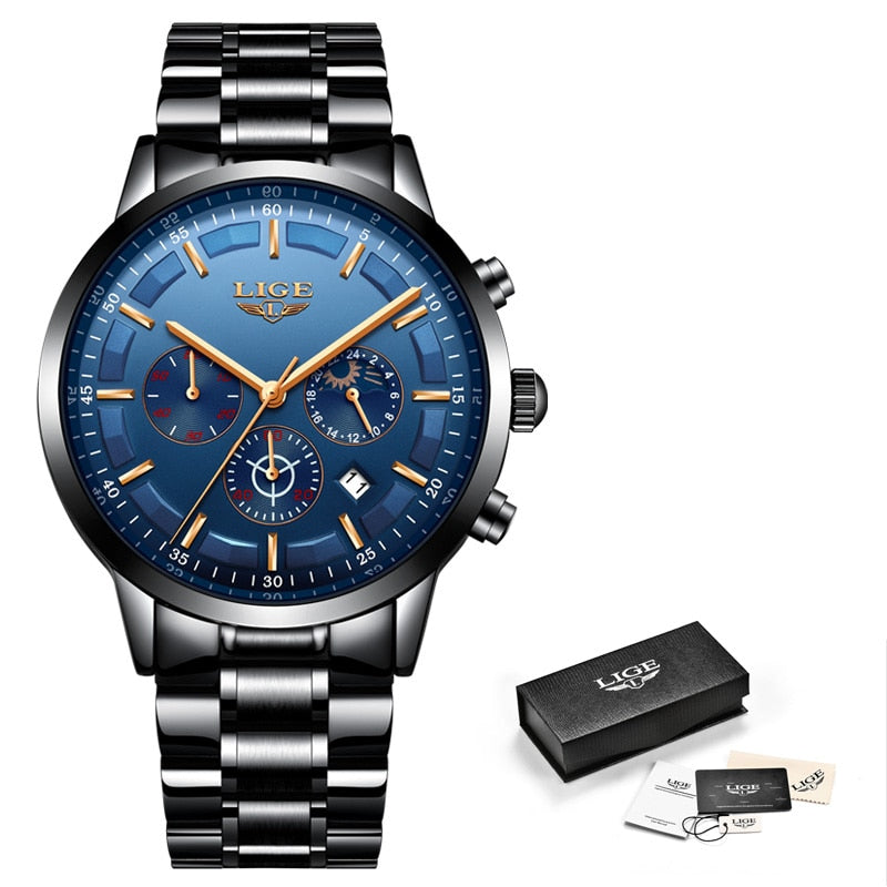 LIGE Moda Deporte Cuarzo Reloj Relojes Hombres Marca Superior Negocios Reloj Impermeable 💼🕶️ Relogio Masculino 💪🏼💦