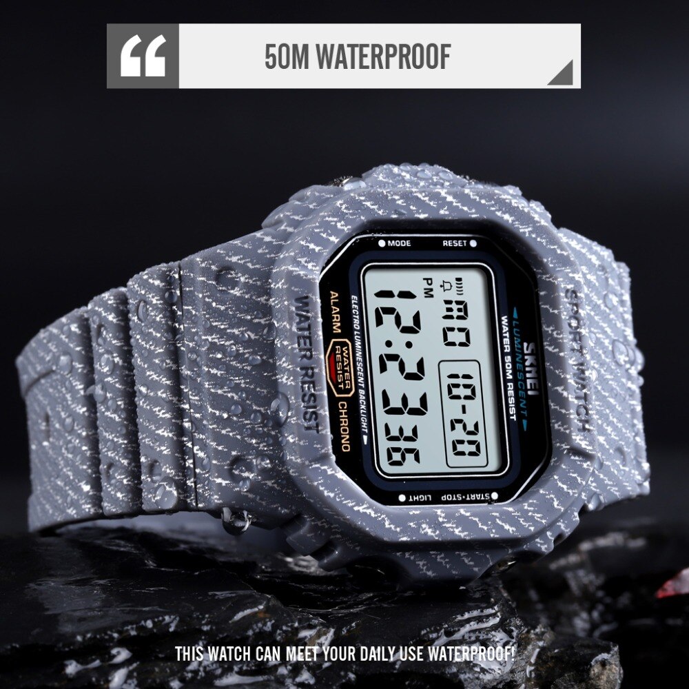 SKMEI Reloj digital resistente al agua 5Bar con alarma, diseño estilo cowboy militar. ¡Un reloj de moda para hombres! ⌚🏕️🤠