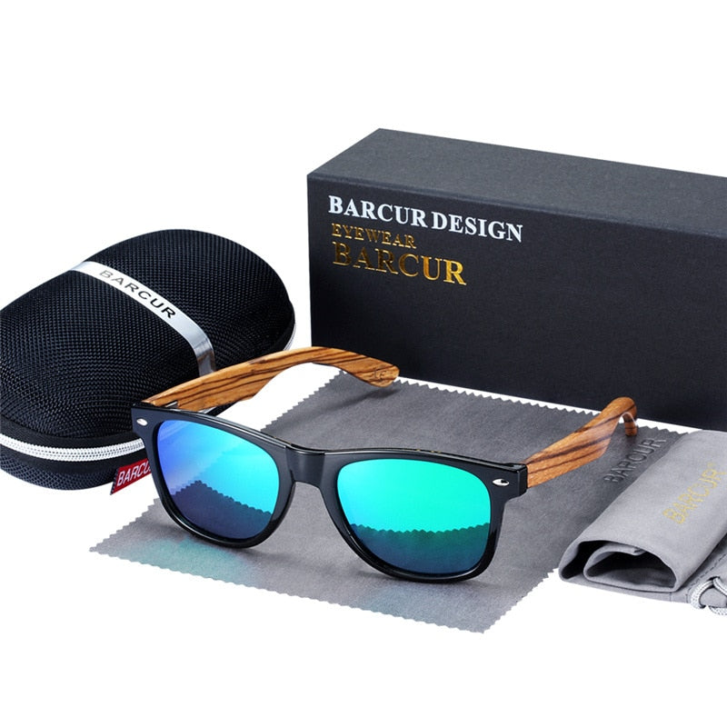 BARCUR  "Gafas de Sol Polarizadas de Madera de Zebra"! Hechas a mano con un elegante marco de madera vintage, ideales para los hombres que conducen. ¡Incluyen una caja para su cuidado! 🕶️🚘