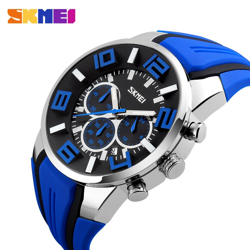 SKMEI ¡Presentamos el "Reloj SKMEI Cronógrafo" para hombres! Un reloj deportivo de lujo, resistente al agua y con movimiento de cuarzo. ¡El complemento perfecto para el hombre moderno en 2018! ⌚🏆