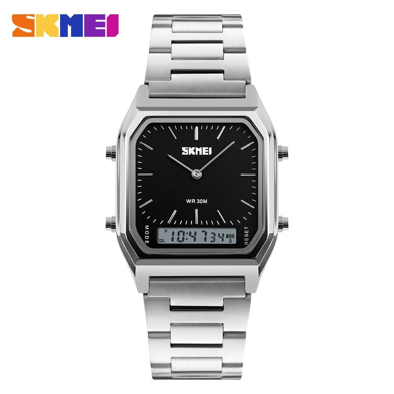 SKMEI moda casual, cuarzo, cronógrafo digital, luz de fondo, resistente al agua, hora dual, modelo 1220. COLORES