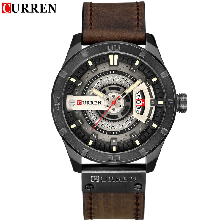 CURREN hombres relojes deportivos militares cuero. CAJA DE REGALO.