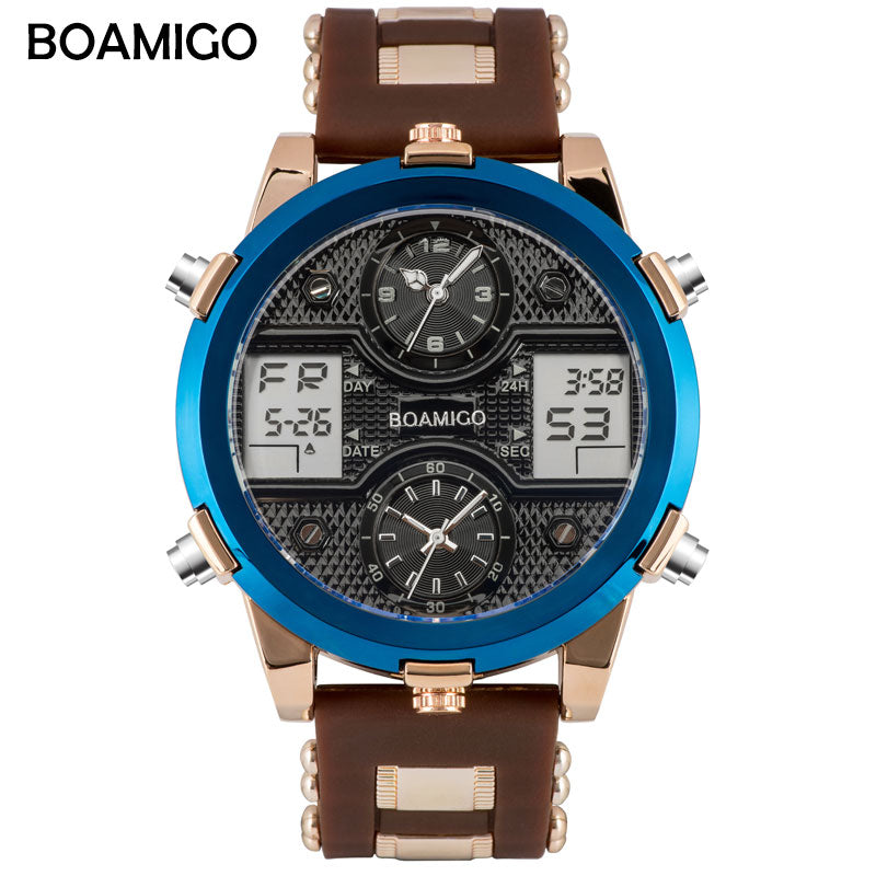 BOAMIGO para hombres! ⌚️💼 Con un diseño de 3 relojes, combinando la elegancia del cuarzo y la modernidad del LED digital.  💪🕰️  💼🎁 #relojes #lujo #moda #hombres #deporte #estilo