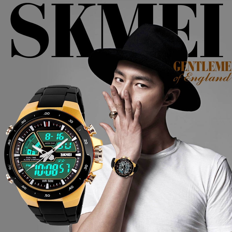 SKMEI Reloj deportivo SKMEI para hombres, resistente al agua hasta 5ATM, con pantalla digital y funciones multifuncionales. Ideal para actividades deportivas y de moda masculina.