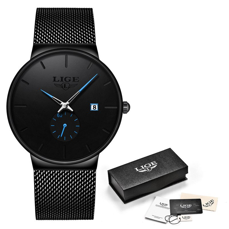 LIGE ⌚👨‍💼 Reloj ejecutivo de lujo para hombres 💼💎  Cronógrafo de cuarzo ultra delgado ⌚🔧💼  Ideal para regalo 🎁👔  Relojes de cuarzo 💎⌚