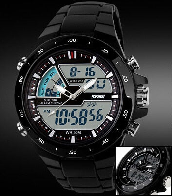 SKMEI Reloj deportivo SKMEI para hombres, estilo militar y casual, con movimiento de cuarzo, resistente al agua, correa de silicona, función de choque. Reloj masculino S-Shock 🕰️🚀 ¡Perfecto para hombres deportistas y activos! 💪🏃‍♂️🏊‍♂️🚴‍♂️🏋️‍♂️🎾