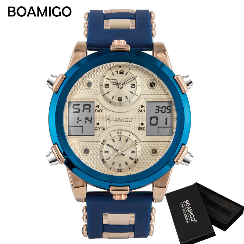 BOAMIGO para hombres! ⌚️💼 Con un diseño de 3 relojes, combinando la elegancia del cuarzo y la modernidad del LED digital.  💪🕰️  💼🎁 #relojes #lujo #moda #hombres #deporte #estilo