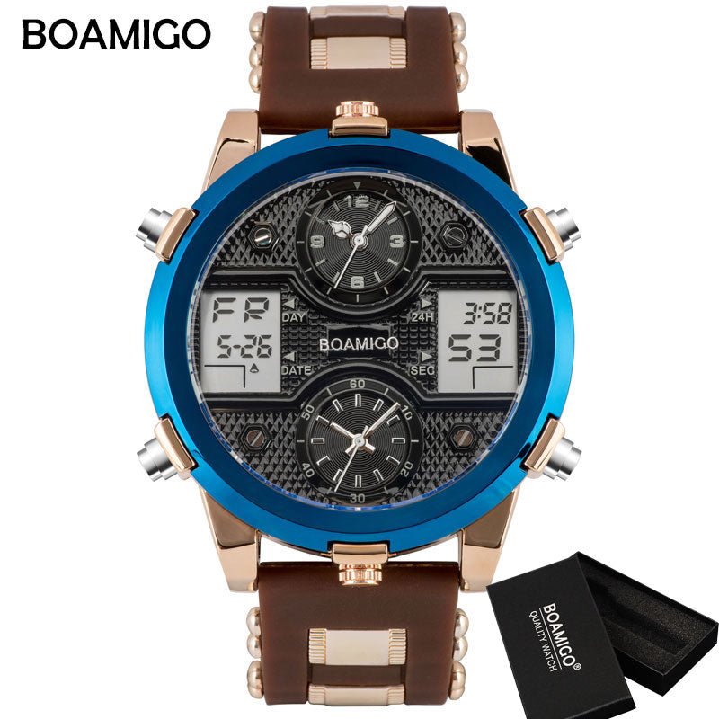 BOAMIGO para hombres! ⌚️💼 Con un diseño de 3 relojes, combinando la elegancia del cuarzo y la modernidad del LED digital.  💪🕰️  💼🎁 #relojes #lujo #moda #hombres #deporte #estilo