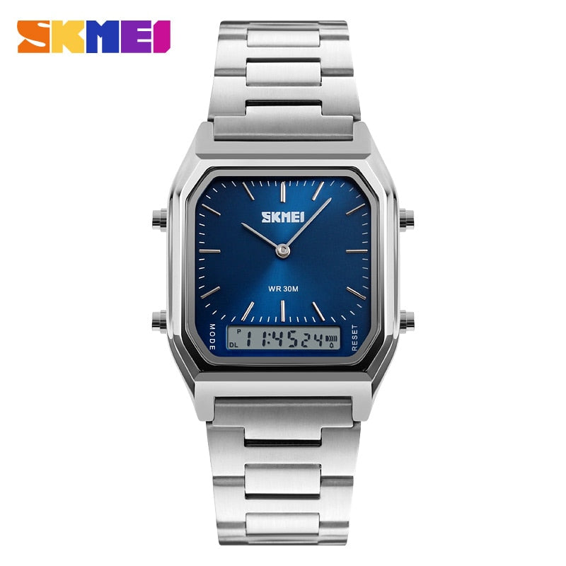 SKMEI moda casual, cuarzo, cronógrafo digital, luz de fondo, resistente al agua, hora dual, modelo 1220. COLORES