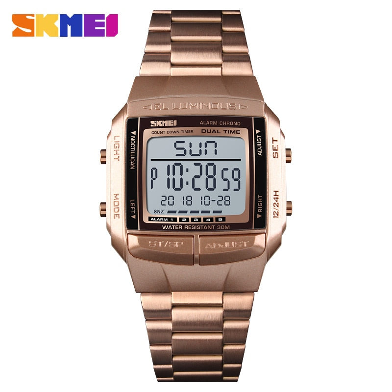 SKMEI Reloj electrónico SKMEI para deportes militares, de lujo y resistente al agua. Reloj digital LED para hombres, marca top. ¡Relogio Masculino perfecto para tus aventuras! ⌚💧🏃‍♂️🏄‍♂️