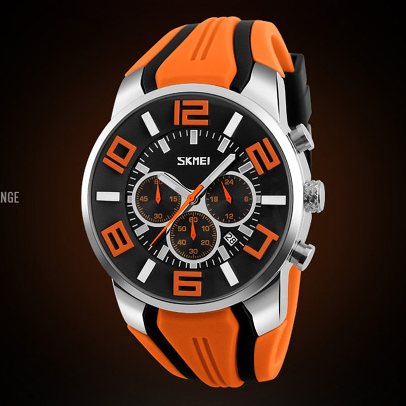 SKMEI ¡Presentamos el "Reloj SKMEI Cronógrafo" para hombres! Un reloj deportivo de lujo, resistente al agua y con movimiento de cuarzo. ¡El complemento perfecto para el hombre moderno en 2018! ⌚🏆