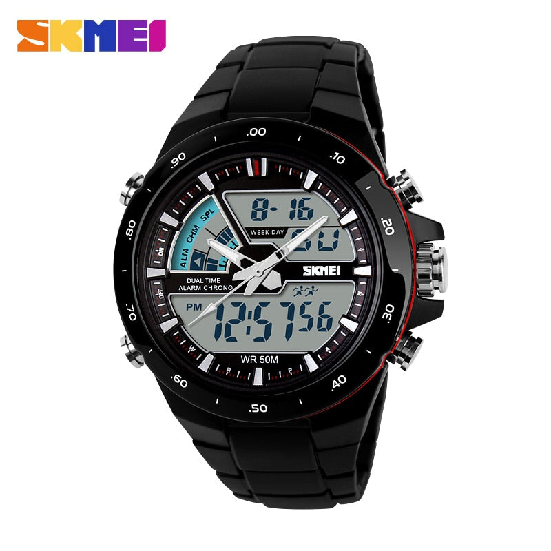 SKMEI Reloj deportivo SKMEI para hombres, resistente al agua hasta 5ATM, con pantalla digital y funciones multifuncionales. Ideal para actividades deportivas y de moda masculina.