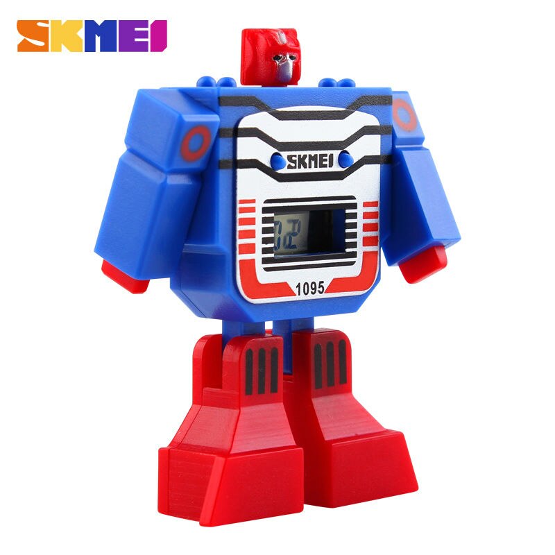 SKMEI para niños con diseño de caricaturas, LED y temática de robots transformables. Perfecto para los niños que les encantan los juguetes de transformación. Ideal para los pequeños entusiastas de los deportes. Modelo 1095 de la marca SKMEI.