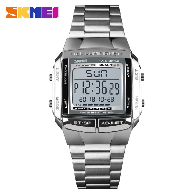 SKMEI Reloj electrónico SKMEI para deportes militares, de lujo y resistente al agua. Reloj digital LED para hombres, marca top. ¡Relogio Masculino perfecto para tus aventuras! ⌚💧🏃‍♂️🏄‍♂️