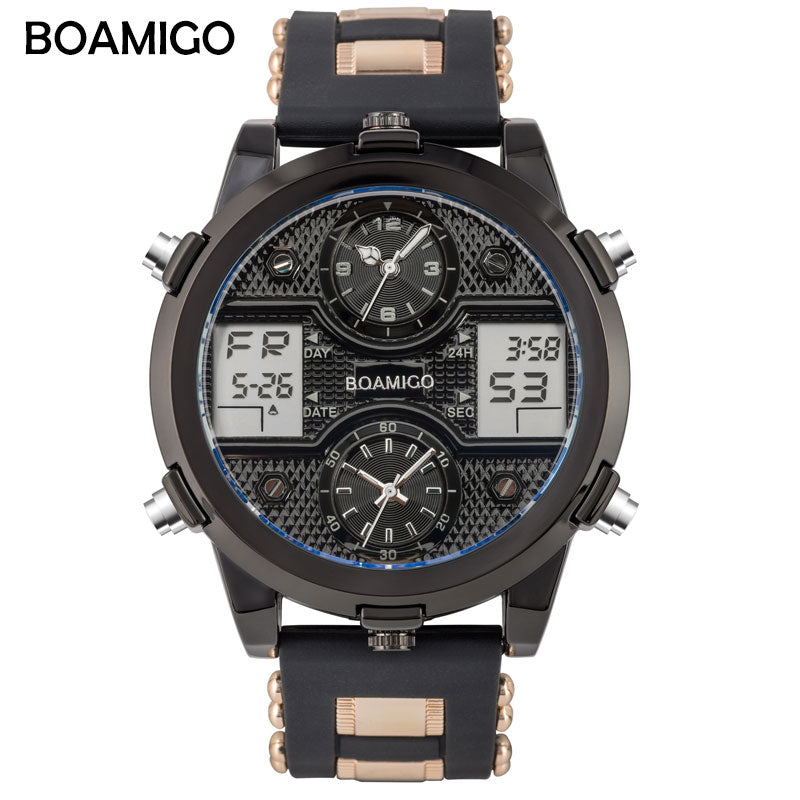 BOAMIGO para hombres! ⌚️💼 Con un diseño de 3 relojes, combinando la elegancia del cuarzo y la modernidad del LED digital.  💪🕰️  💼🎁 #relojes #lujo #moda #hombres #deporte #estilo