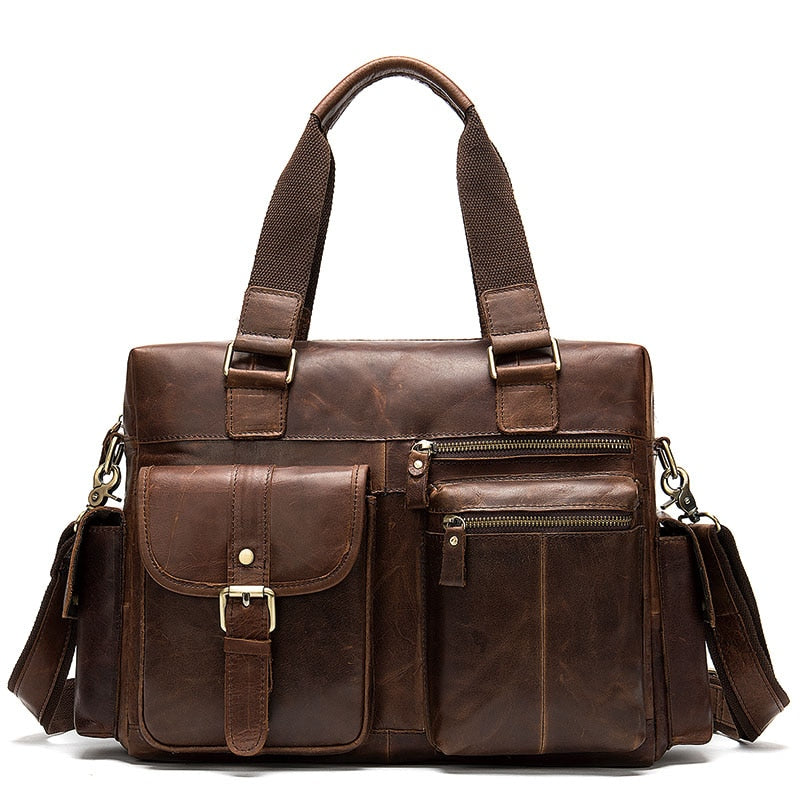 Mva-maletn De Cuero Genuino Para Hombre Bolsa De Mensajero Para Ordenador Porttil De O