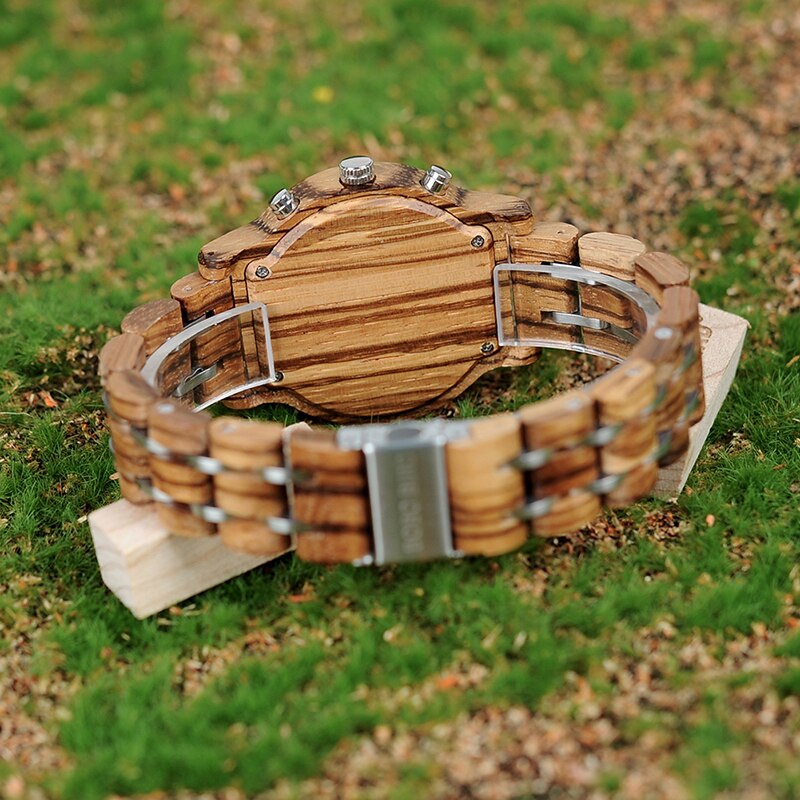 BOBO BIRD-Reloj de madera para hombre y mujer