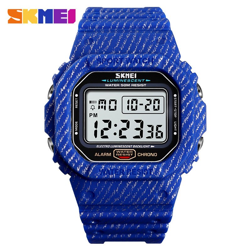 SKMEI Reloj digital resistente al agua 5Bar con alarma, diseño estilo cowboy militar. ¡Un reloj de moda para hombres! ⌚🏕️🤠