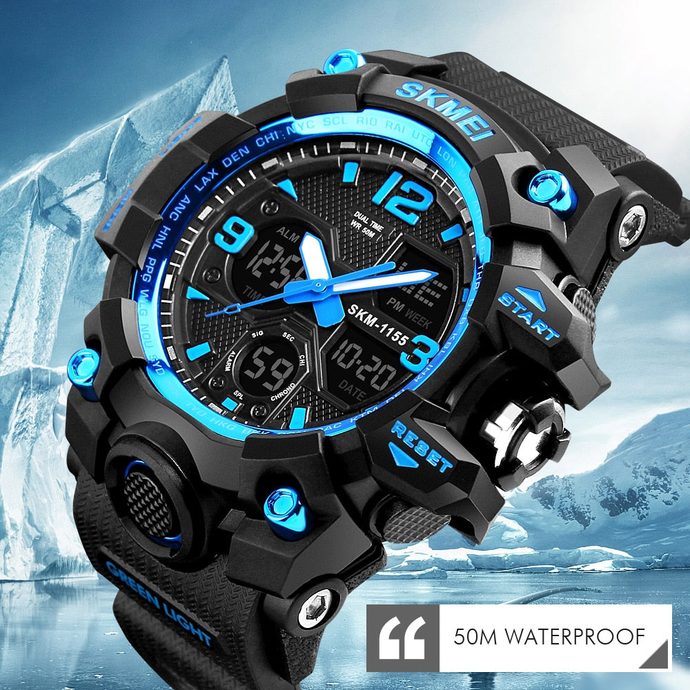 SKMEI - Relojes digitales deportivos para hombres, a la moda, resistentes al agua y a los golpes. Relojes de pulsera electrónicos militares para hombres. ⌚💦💥