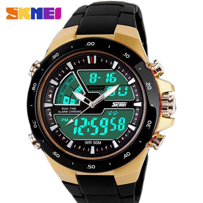 SKMEI Reloj deportivo SKMEI para hombres, estilo militar y casual, con movimiento de cuarzo, resistente al agua, correa de silicona, función de choque. Reloj masculino S-Shock 🕰️🚀 ¡Perfecto para hombres deportistas y activos! 💪🏃‍♂️🏊‍♂️🚴‍♂️🏋️‍♂️🎾