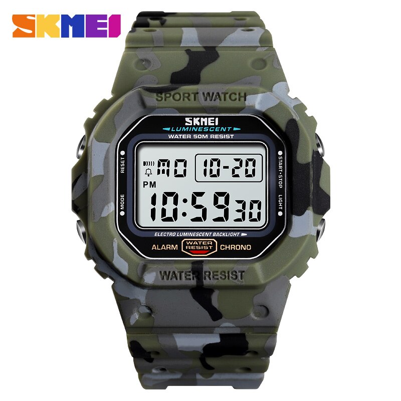 SKMEI Reloj digital resistente al agua 5Bar con alarma, diseño estilo cowboy militar. ¡Un reloj de moda para hombres! ⌚🏕️🤠