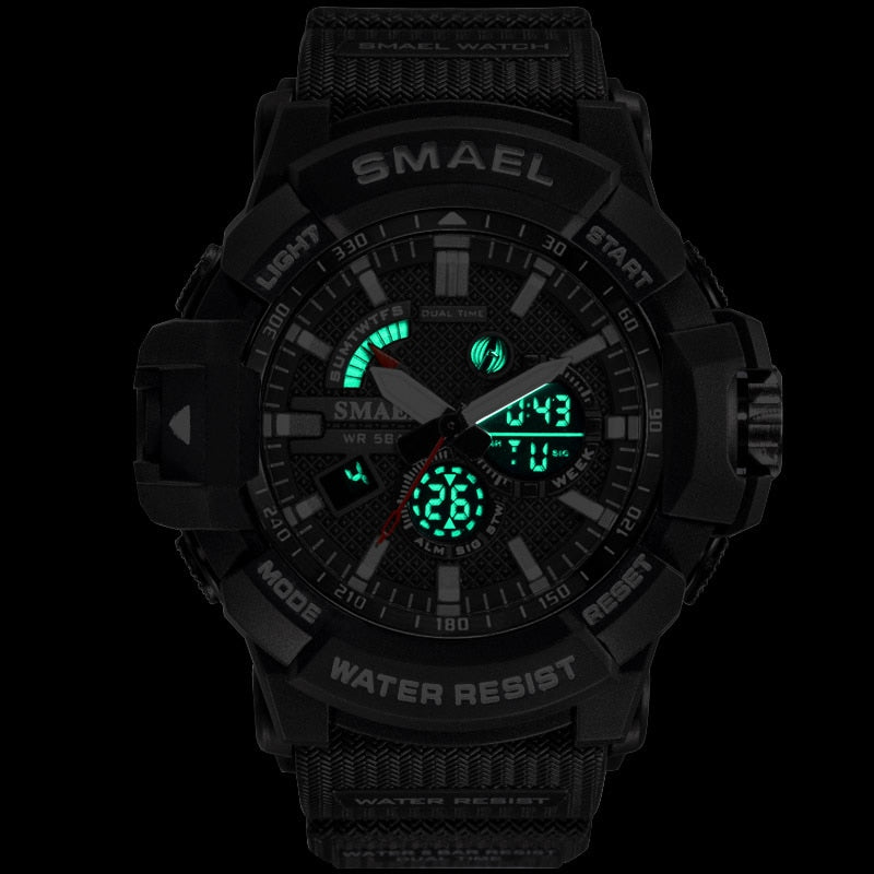 Reloj deportivo militar para hombre cronmetro de camuflaje despertador LED resistente al agua hasta 50m