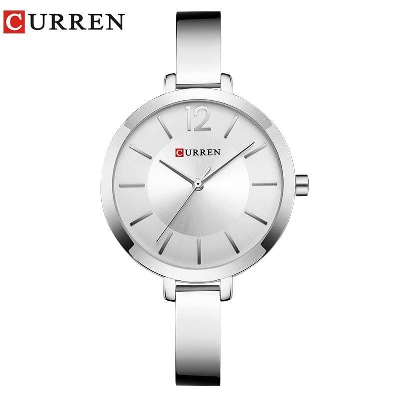 CURREN-relojes 💃⌚💍  dorados de acero inoxidable para mujer, reloj de cuarzo ultrafino, romántico, a la moda👩