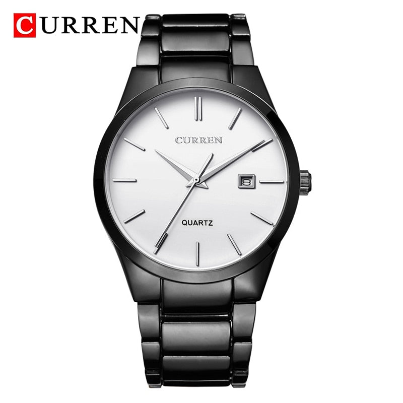 CURREN ⌚️💼  Reloj de lujo para hombre con correa de acero delgada y resistente al agua. 💼⌚️