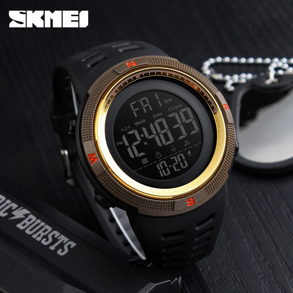 SKMEI Reloj deportivo para hombres de la marca SKMEI, con estilo de moda, funciones de cronómetro y cuenta regresiva, resistente al agua con pantalla LED digital. , ideal para actividades deportivas. Relogio Masculino. 🕰️🏃💧👨