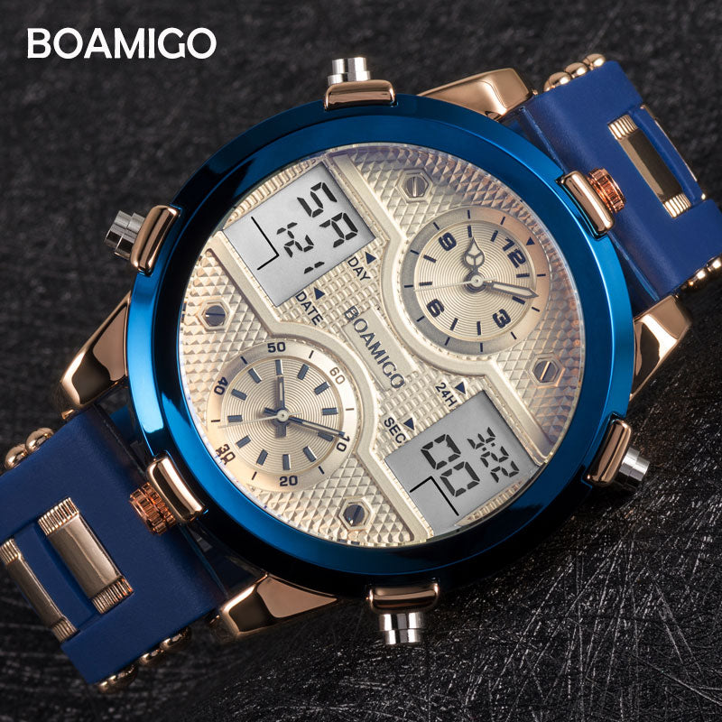 BOAMIGO para hombres! ⌚️💼 Con un diseño de 3 relojes, combinando la elegancia del cuarzo y la modernidad del LED digital.  💪🕰️  💼🎁 #relojes #lujo #moda #hombres #deporte #estilo