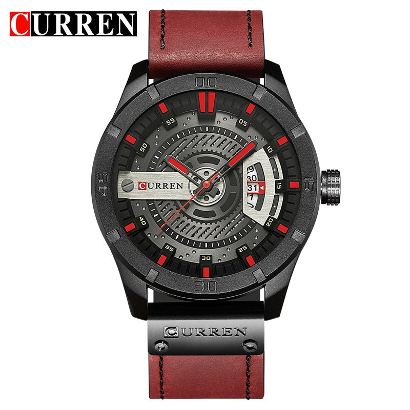 CURREN hombres relojes deportivos militares cuero. CAJA DE REGALO.